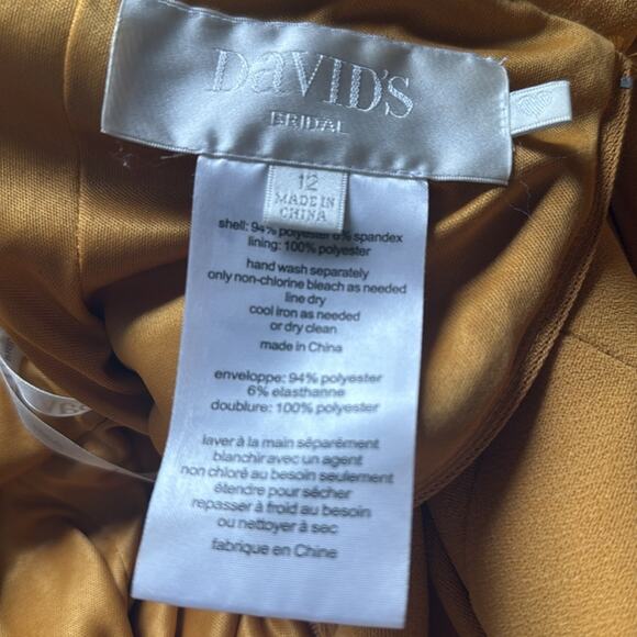 Davids Bridal Buttercup Yellow Stretch Belle Romantic Maxi Dress 12 Feminine - Picture 6 of 7